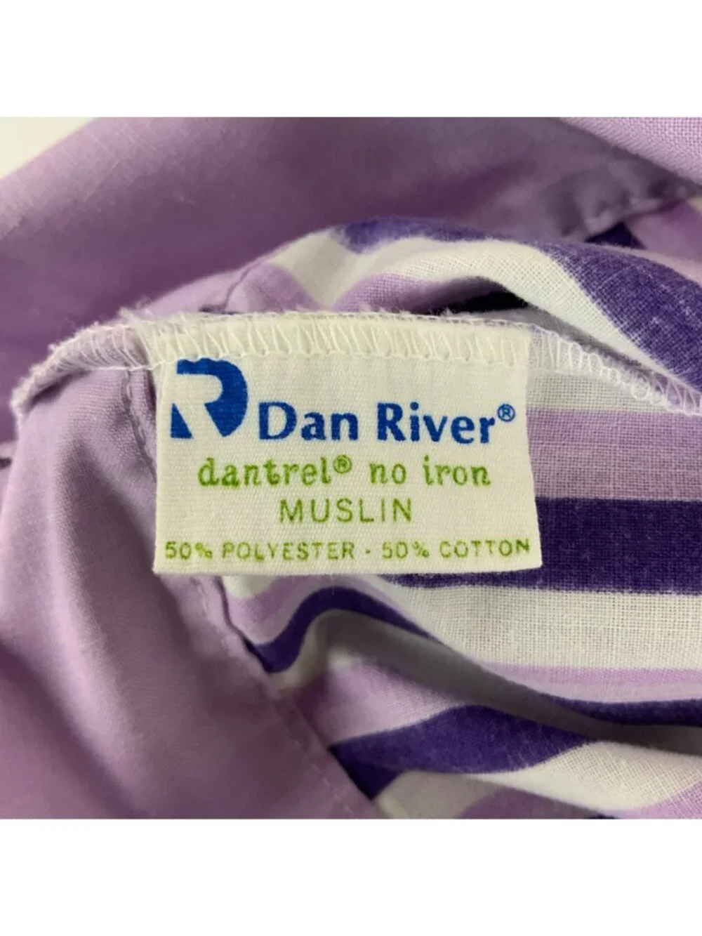 Dan River Lavender Purple Striped Muslin Pillowcases Queen Size Cotton Blend